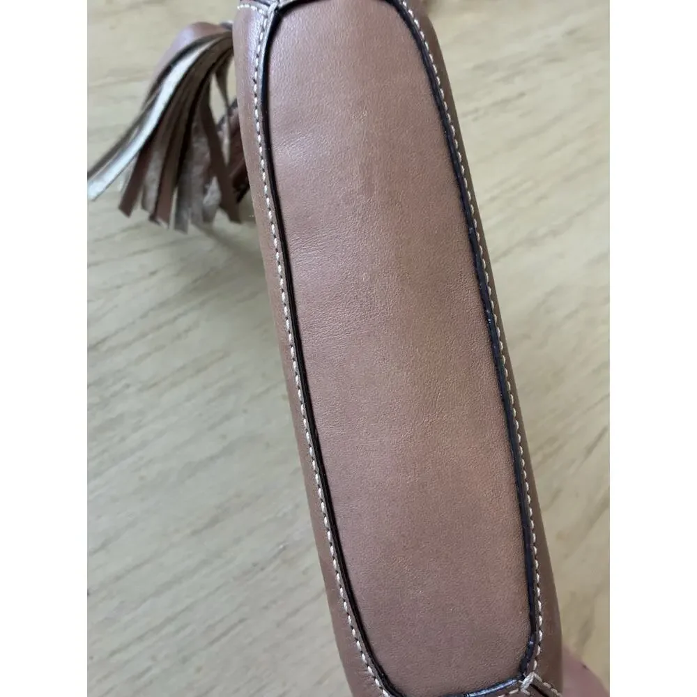 VTG Coach Signature C Mini Wristlet Clutch Pouch Brown Canvas Tan Leather Y2K